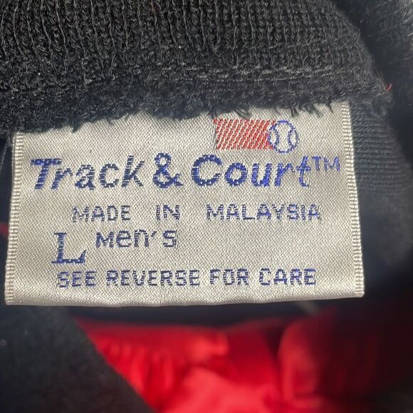 Track & Court Men’s Warm Up Sport Basketball Jacket Large Black White Red VTG - Picture 5 of 6